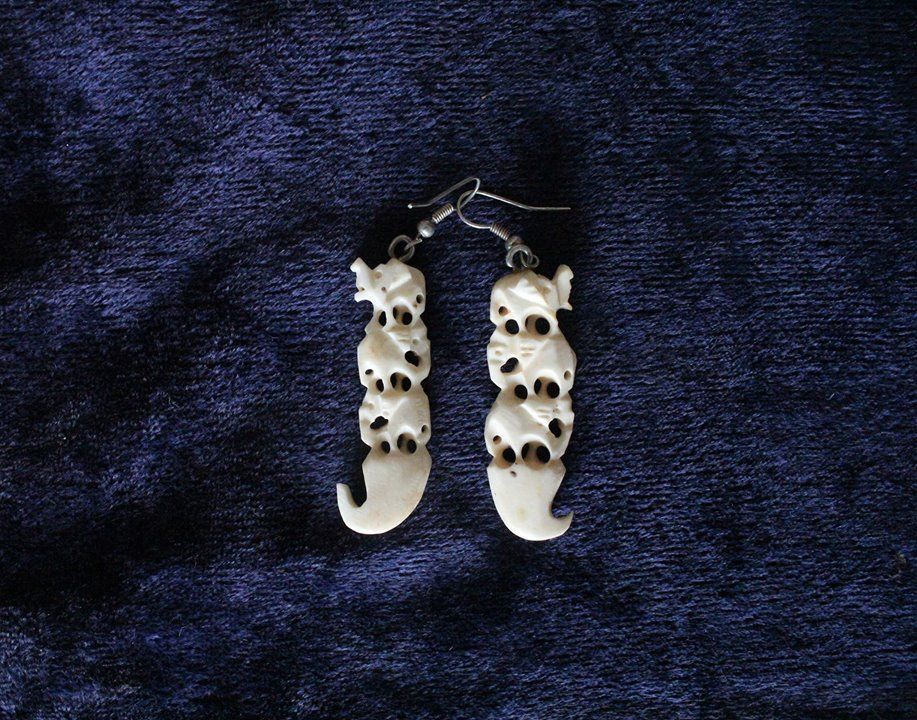 Hand carved camel bone earrings