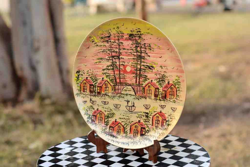 Naqashi art hand painted wooden plate      - Duplicate IMG # 1