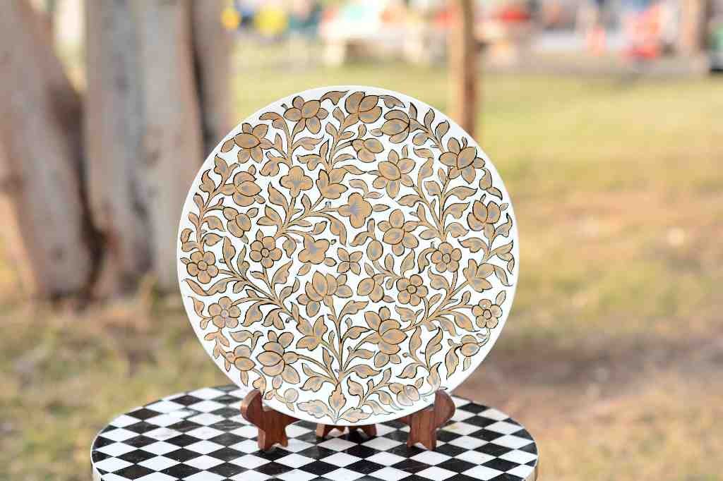 Naqashi art hand painted wooden plate      - Duplicate IMG # 1