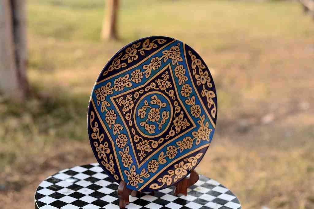 Naqashi art hand painted wooden plate      - Duplicate IMG # 1
