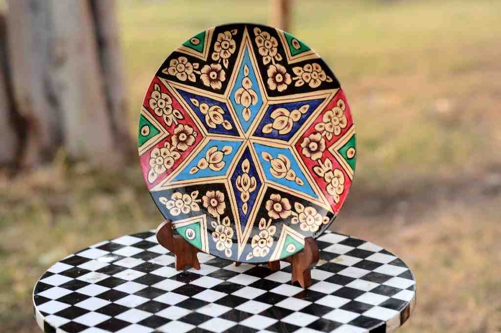 Naqashi art hand painted wooden plate   - Duplicate IMG # 1