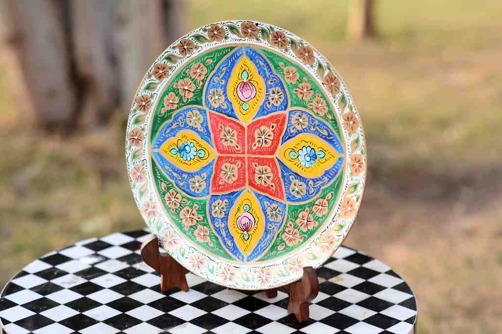 Naqashi art hand painted wooden plate    - Duplicate IMG # 1