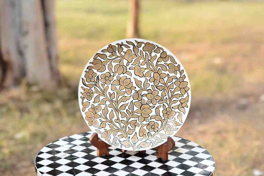 Naqashi art hand painted wooden plate   - Duplicate IMG # 1