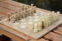 Green and coral Marble Chess Set IMG # 1