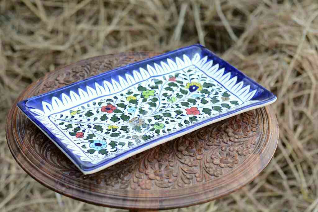 Blue pottery Rectangular dish - Duplicate IMG # 1