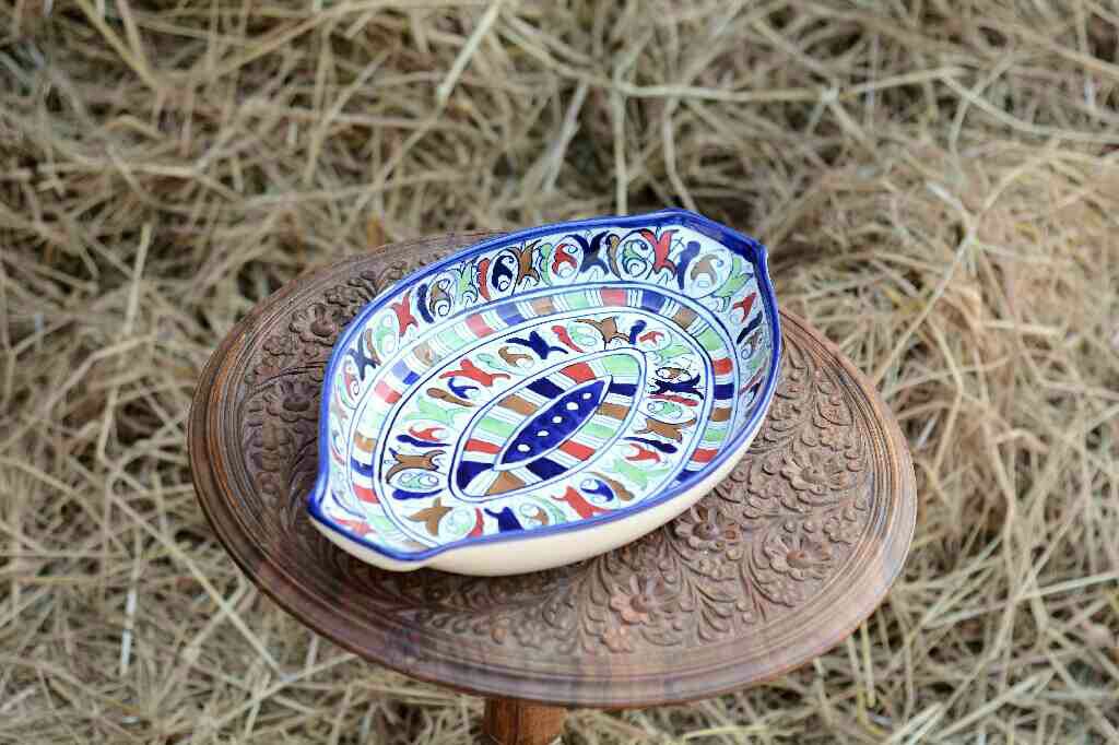 Blue Pottery Oval shape rice tray - Duplicate IMG # 1