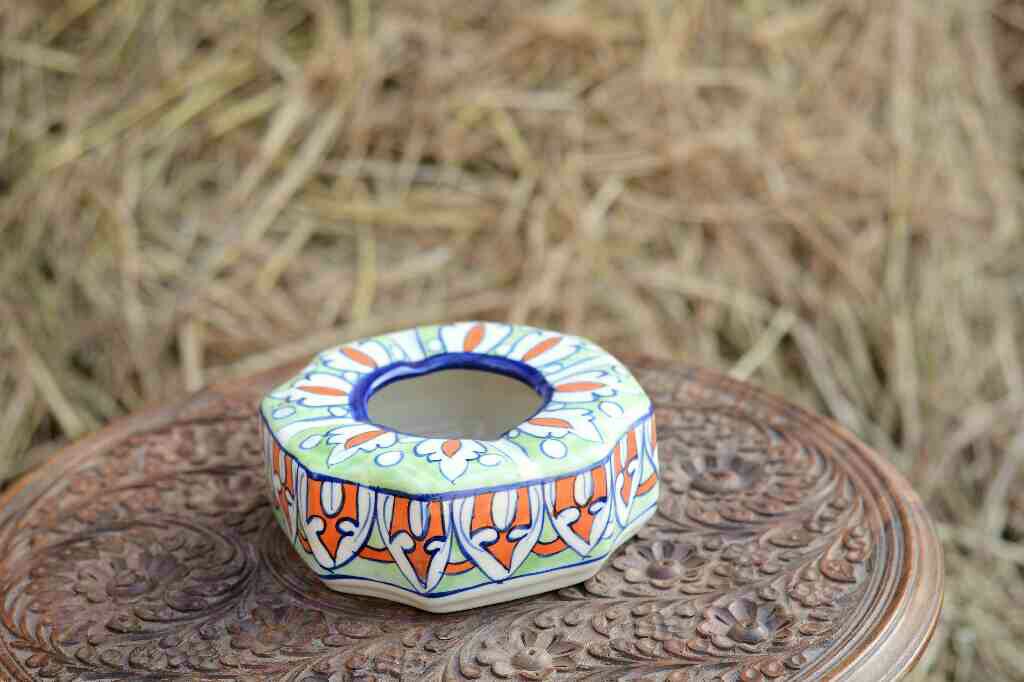 Blue Pottery Octa Shaped Ashtray - Duplicate IMG # 1