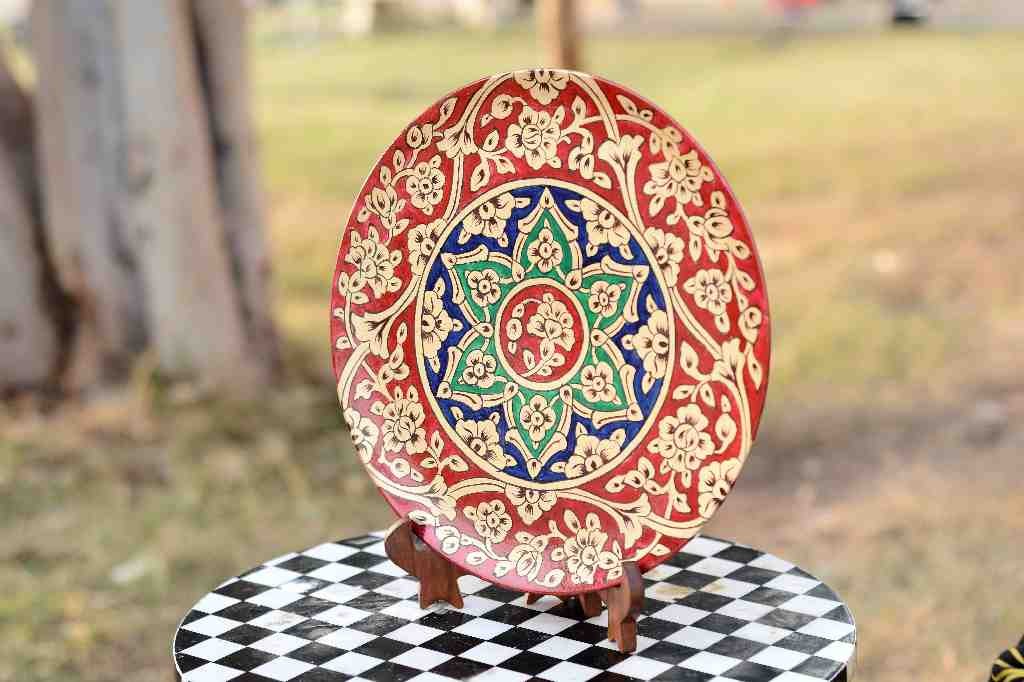 Naqashi art hand painted wooden plate    - Duplicate IMG # 1