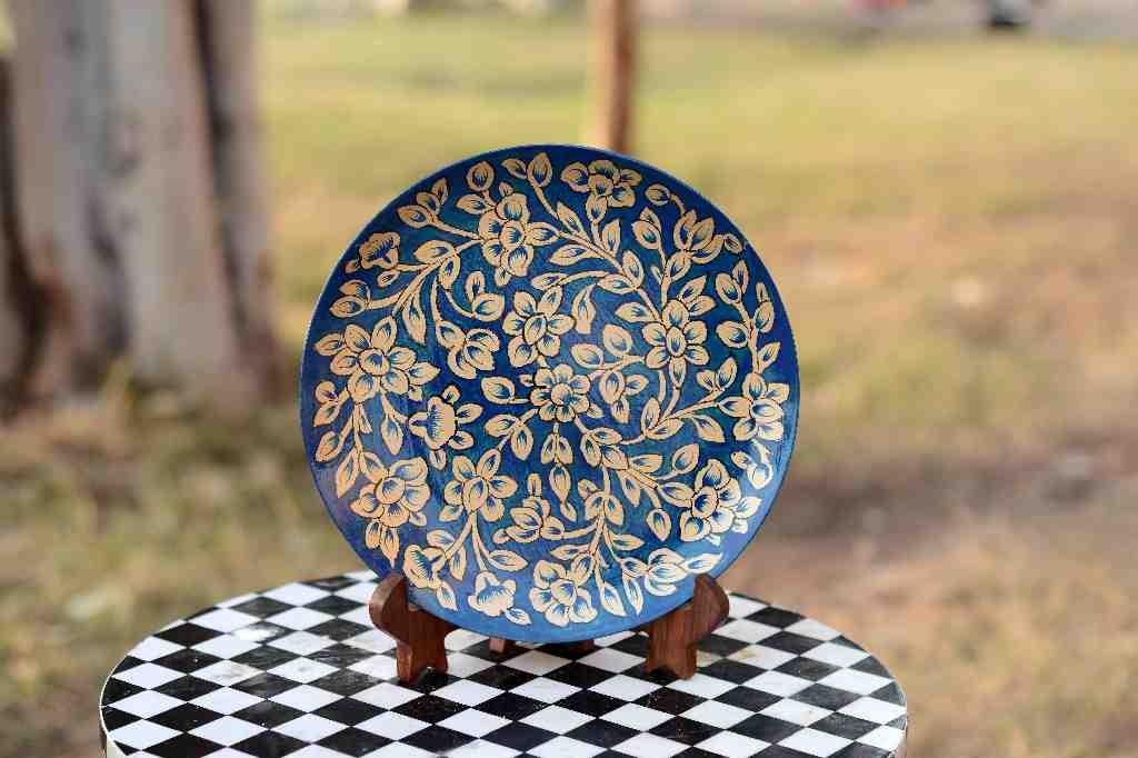 Naqashi art hand painted wooden plate   - Duplicate IMG # 1