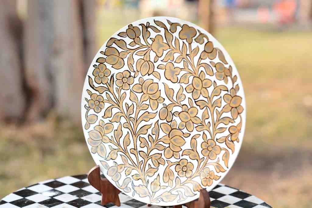Naqashi art hand painted wooden plate   - Duplicate IMG # 1