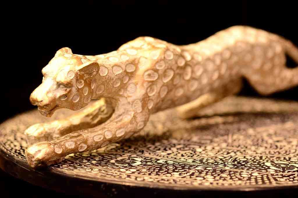 Carved Leopard Fiber Statue  - Duplicate IMG # 1