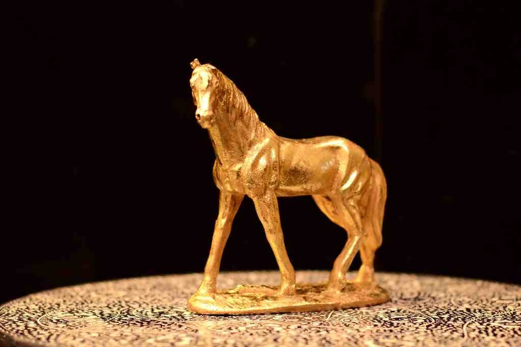 Fiber Horse Golden Mini Sculpture IMG # 1