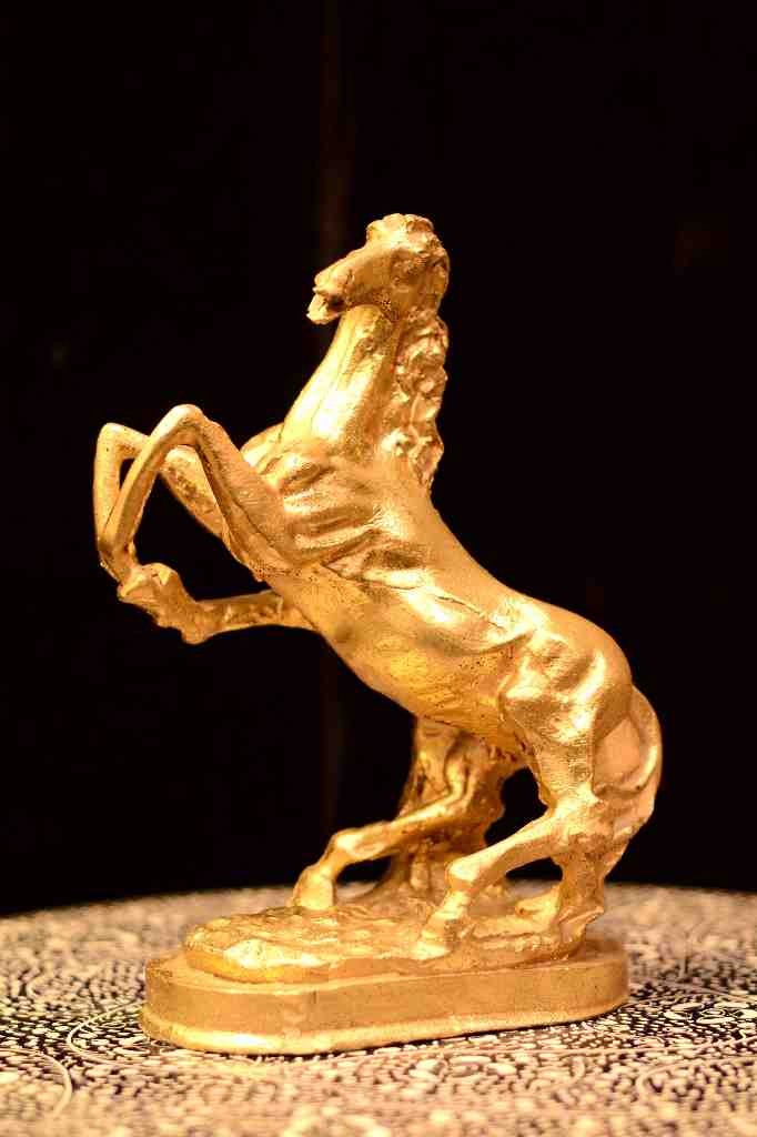 Fiber Horse Golden Mini Sculpture - Duplicate IMG # 1