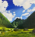 Acrylic Painting on Canvas: Tormik Meadows Roundu Gilgit Baltistan