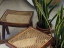 Dark Rose Wood Rattan Stool IMG # 1