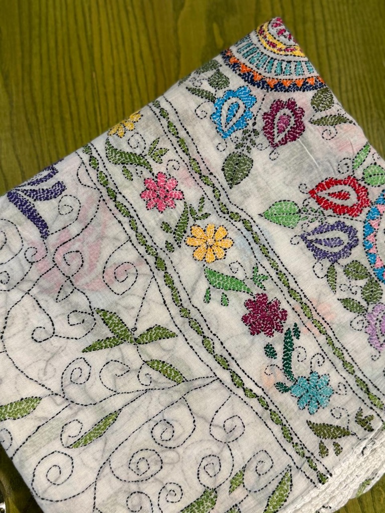 Kantha (Shadow) Work Embroidered Dupatta