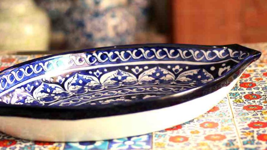 Blue Pottery Rice Dish Deep IMG # 1