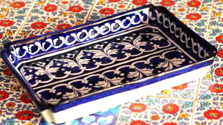 Blue Pottery Cookie Dish IMG # 1