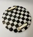 [VC-NUQ-NQMFLOG14] Round Checkered Serving Tray With White & Gold Handles.webp