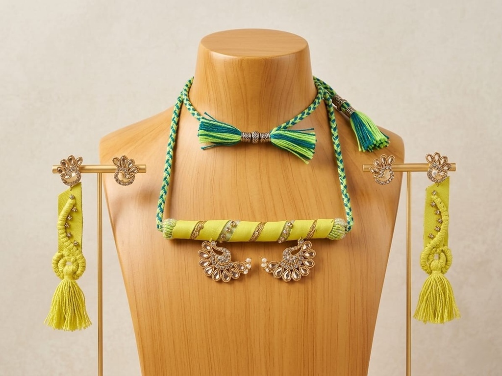 Handmade Leather Necklace & Earrings Set