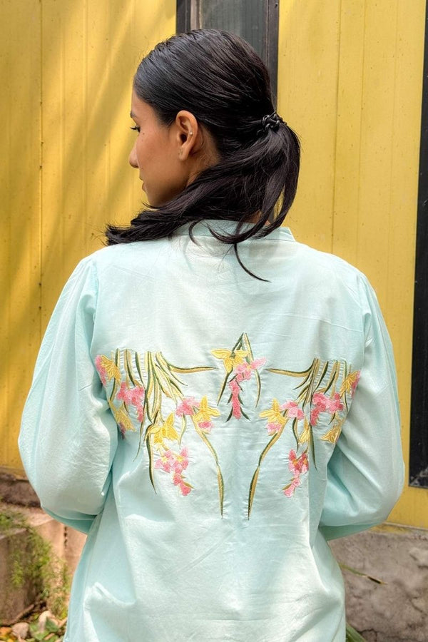 Extra image for Ice Blue Applique Kurta