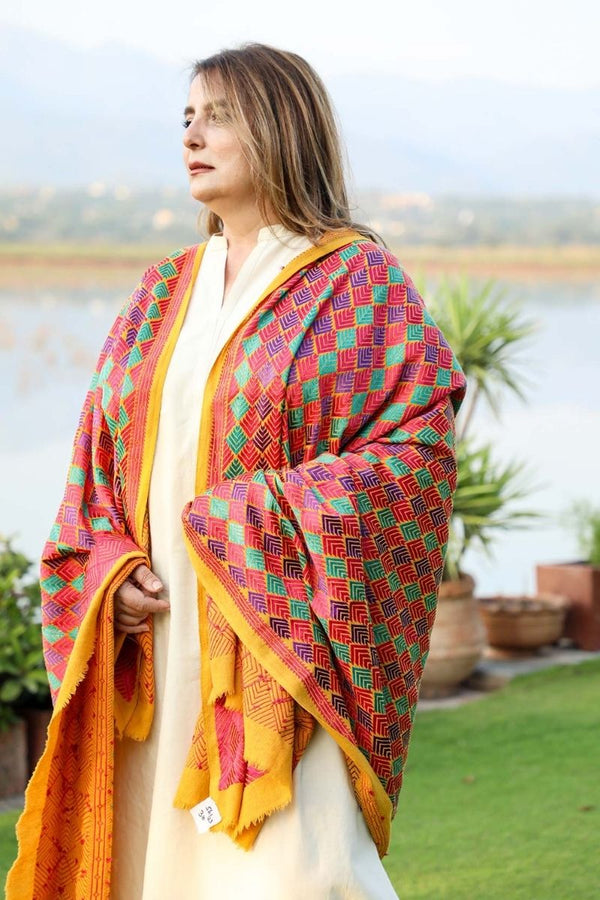 Extra image for Glistening - Jisti phulkari shawl