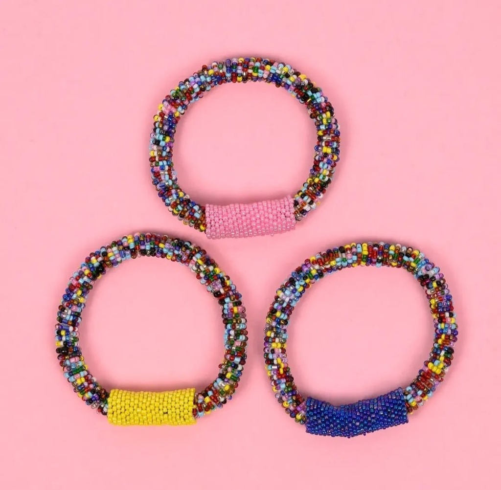 Beaded Rope Choker, bangles and Earring set