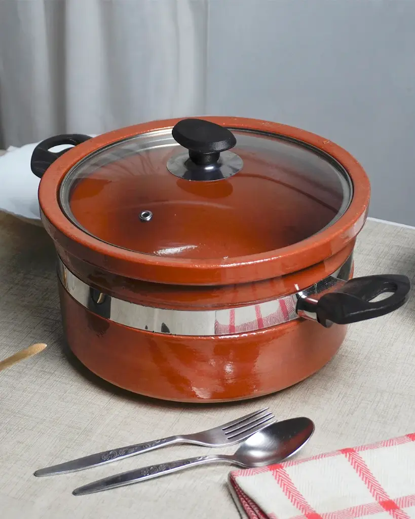 Flat Glazed Clay Handi cooking capacity 3 Kg
