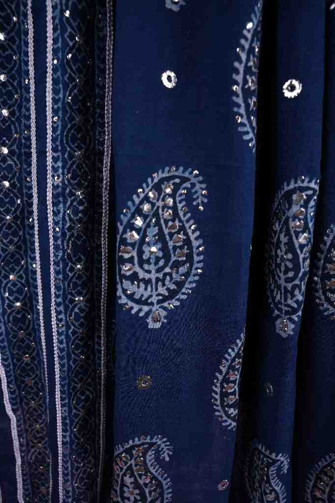 BluenHandcrafted Mukesh Embroidery Dupatta | Niddleart IMG # 1