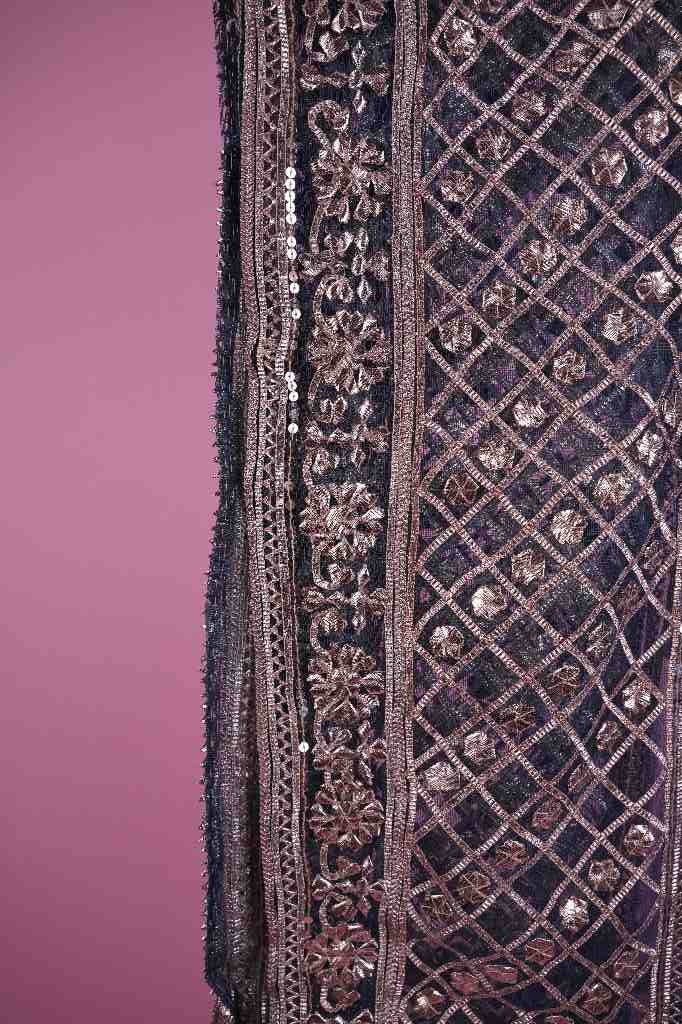 Zinc Blue Net Gota Patti Jaal Dupatta | Niddleart IMG # 1