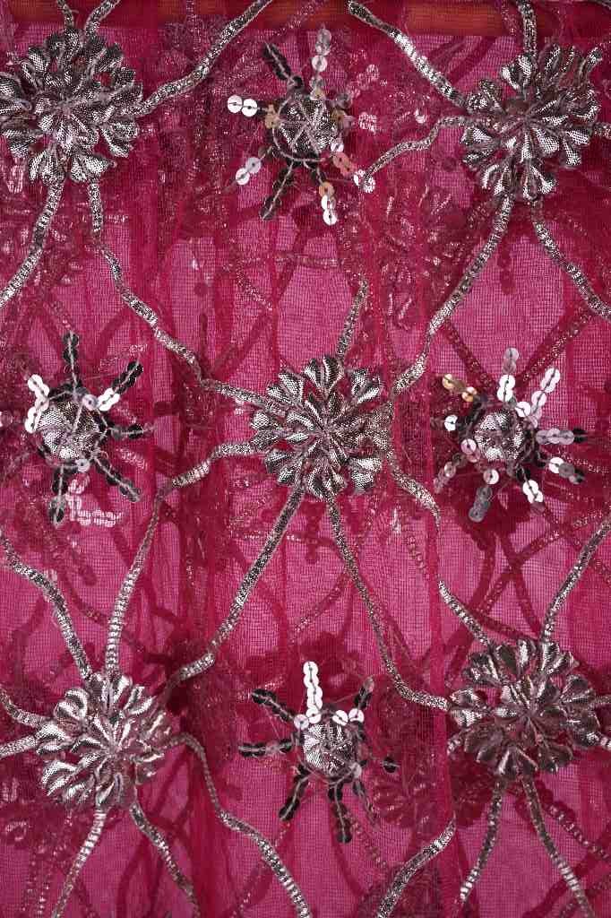 Rani Pink Net Gota Patti Jaal Dupatta | Niddleart IMG # 1