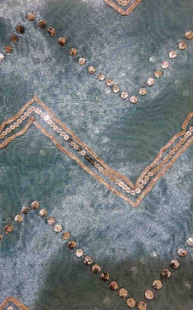 Aqua Blue Kundan Zari Mukesh Dupatta | Niddleart IMG # 1
