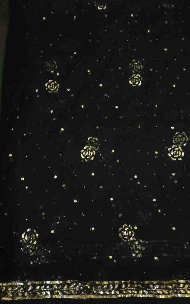 Black Organza Mukesh Embroidered Suit Set | Niddleart IMG # 1