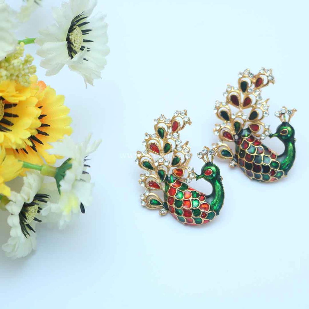Peacock Tops Earrings - Kundan Jewellery