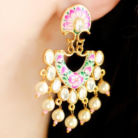 Statement Hand Painted Pearl Earring IMG # 1