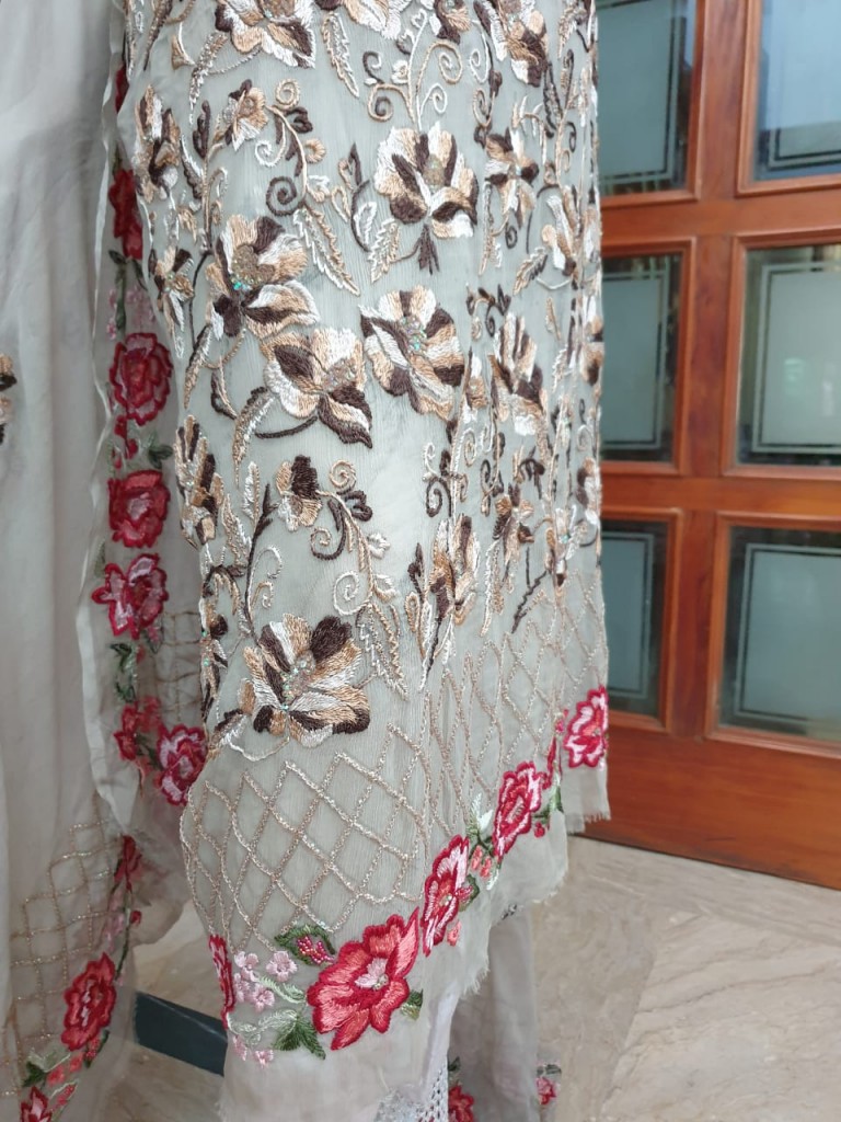 Hand Embrioded pure Chiffon suit IMG # 1