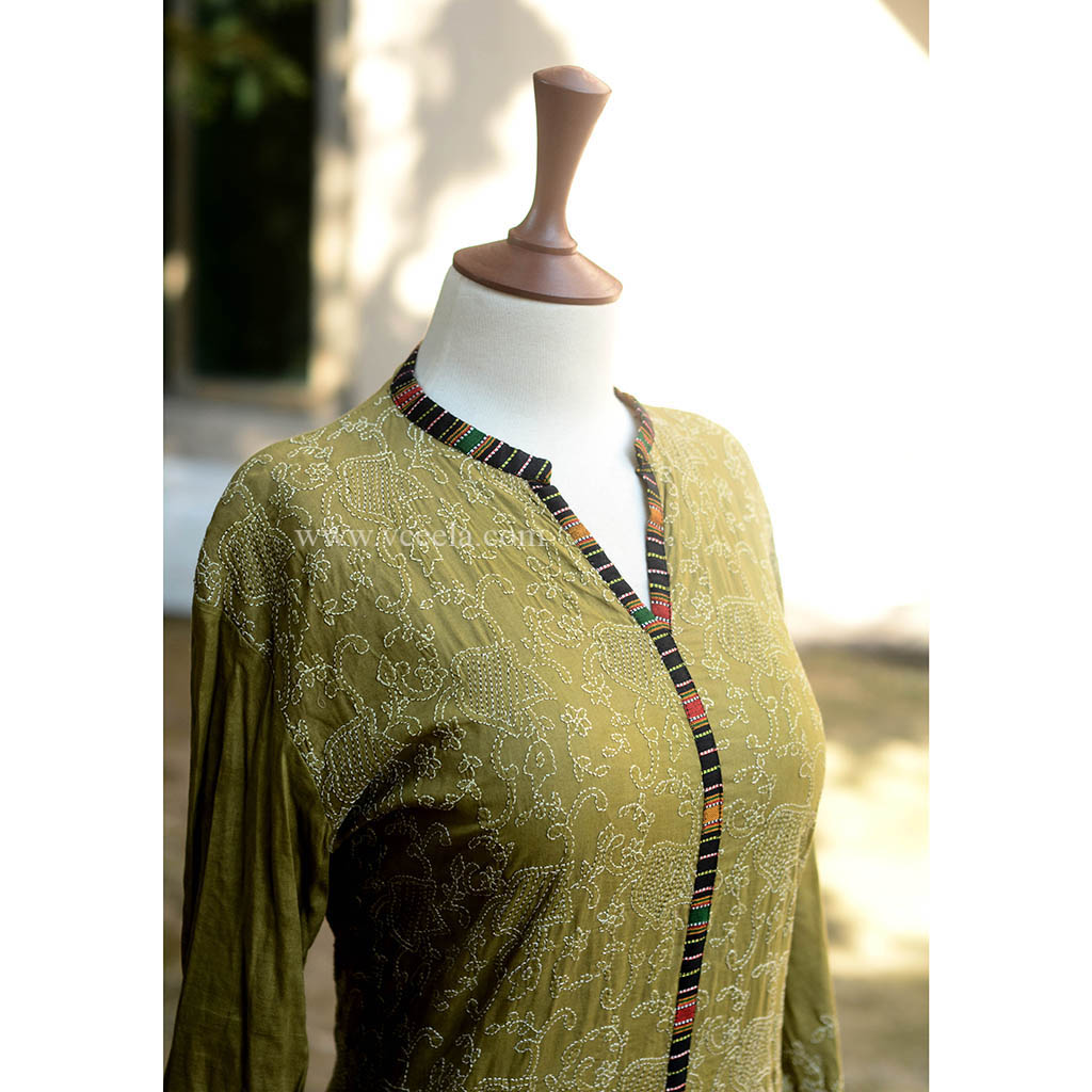 Embroidered Green Shirt