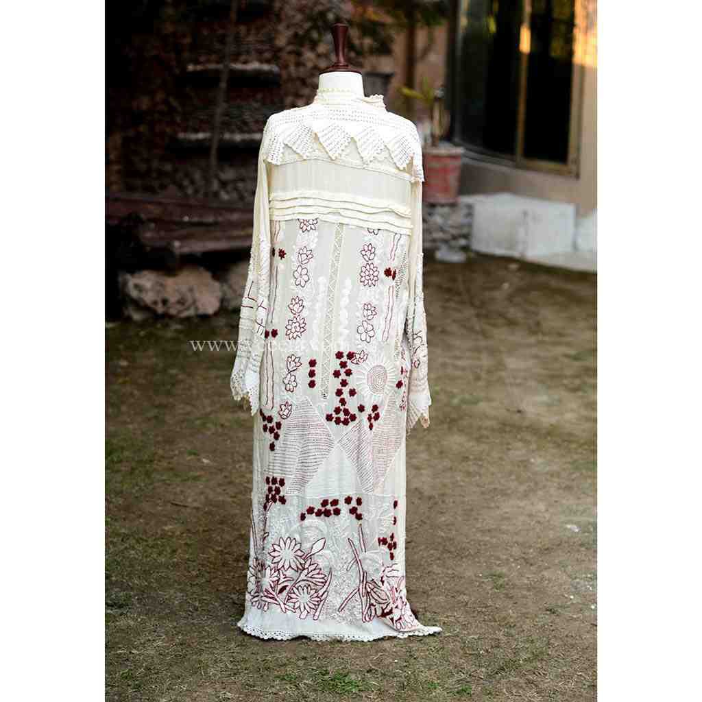 Embroidered red shirt with moti work - Duplicate IMG # 1