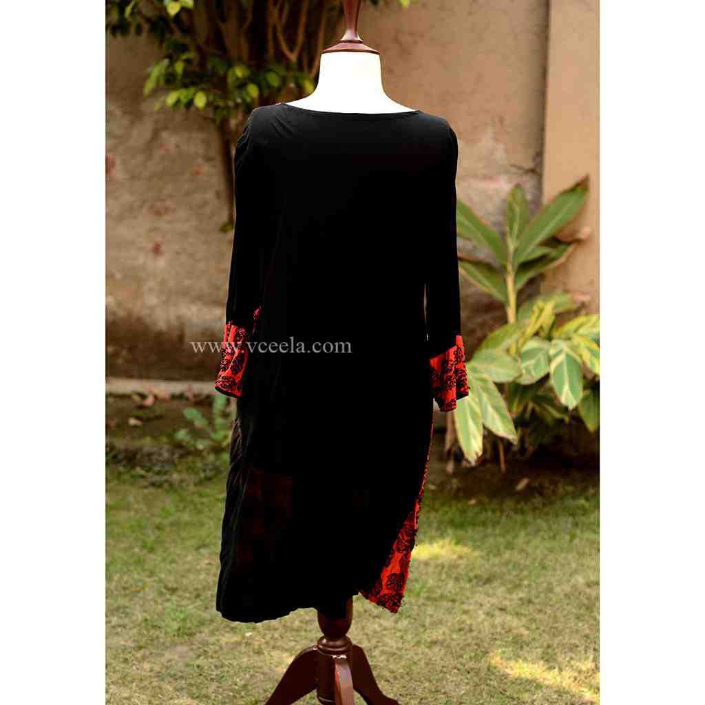 Embroidered red shirt with moti work - Duplicate IMG # 1