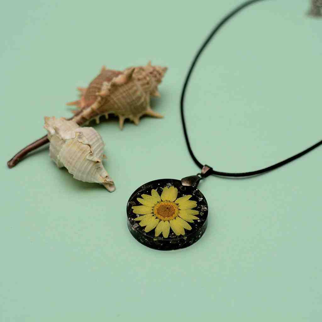 Resin art round sunflower earrings  IMG # 1