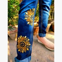 Denim Jeans with Beautiful Hand Embroidery   - Duplicate IMG # 1