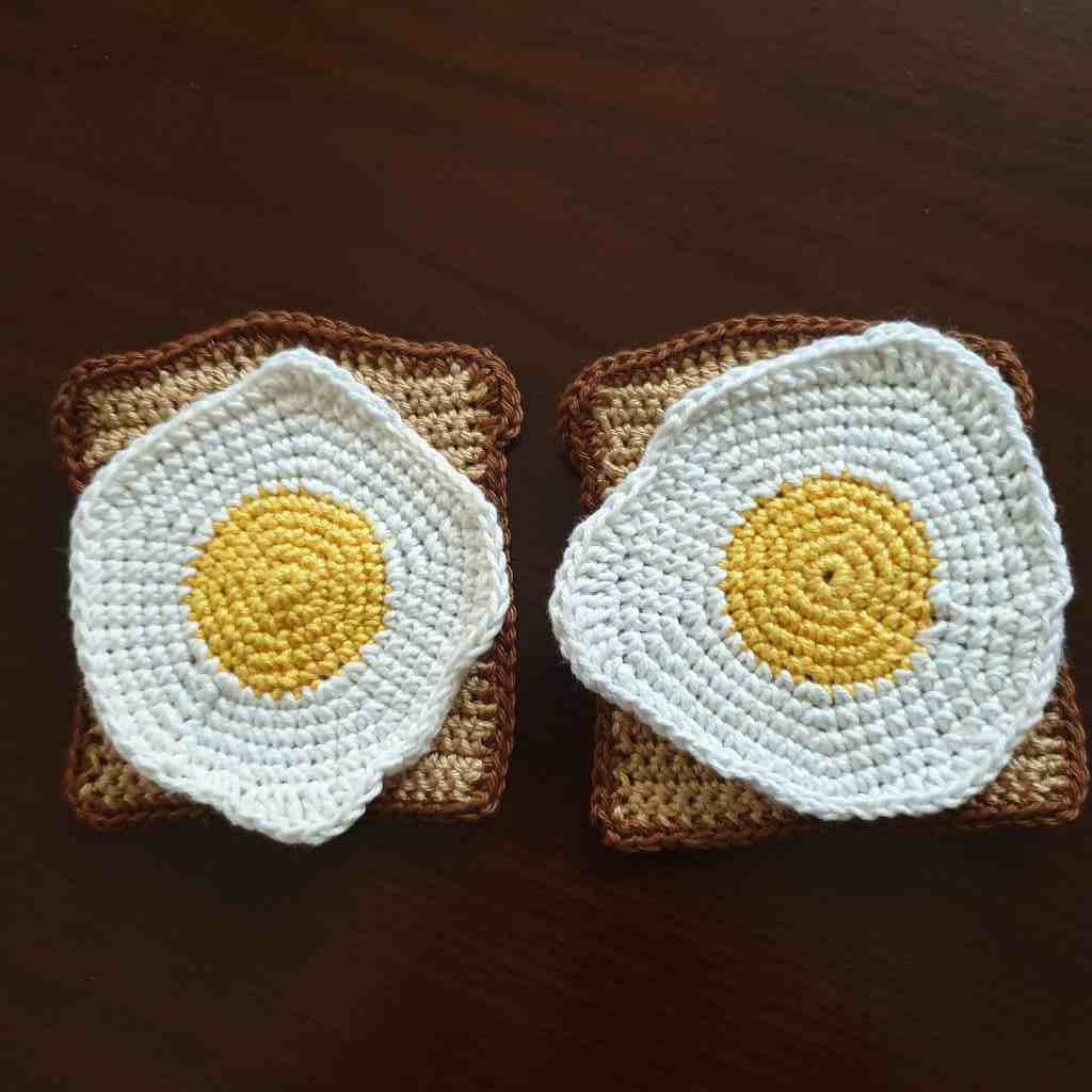 Crochet Bread and Eggs Coasters  IMG # 2