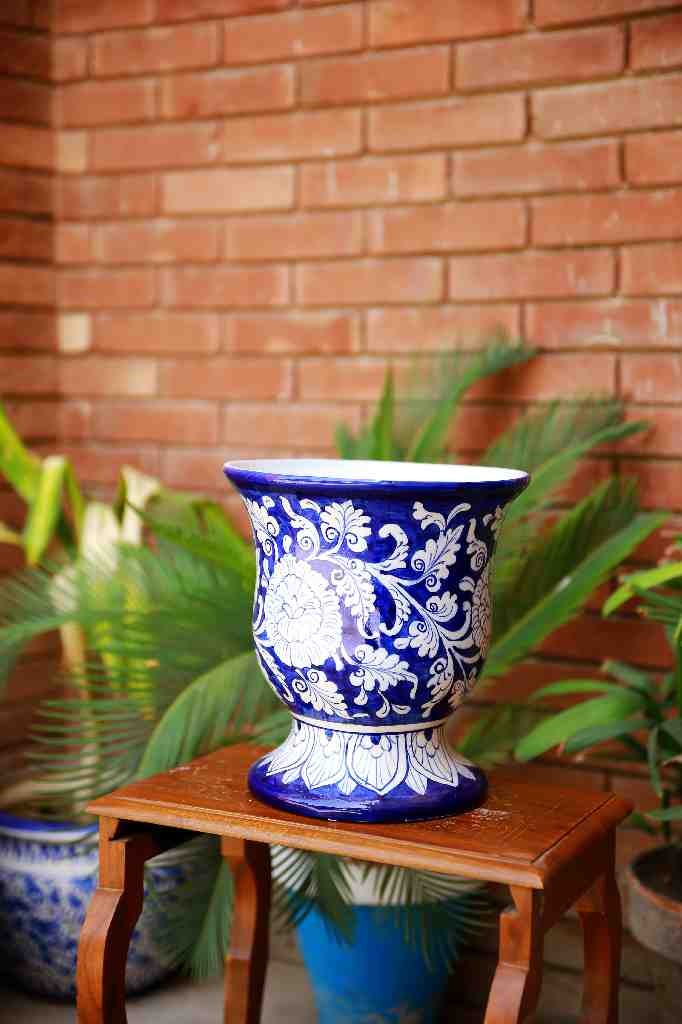 Blue Pottery Planter (Large) - Duplicate IMG # 1