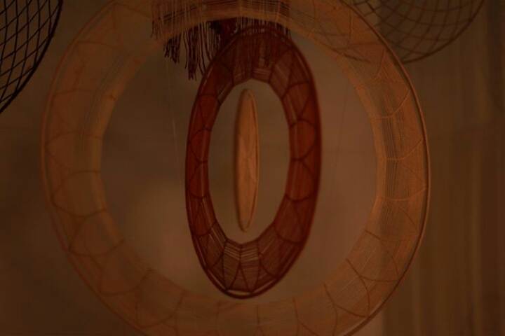 Triple Orbital Dream Catcher with Sunflower Pattern