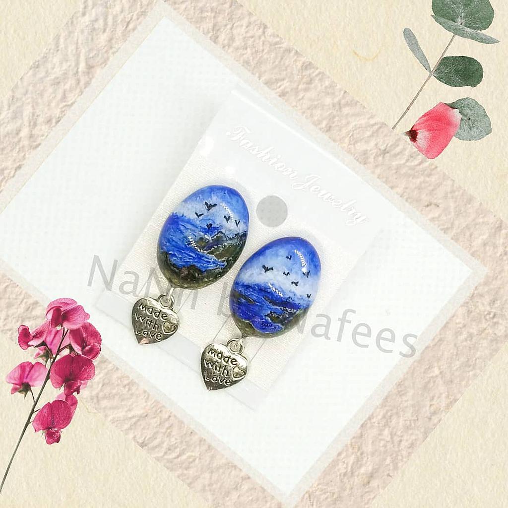 Hand painted scene earrings
