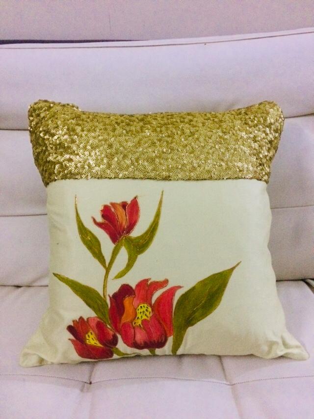 Hand Painted Cushion cover Vceela Online marketplace for handicrafts by artisans and artists