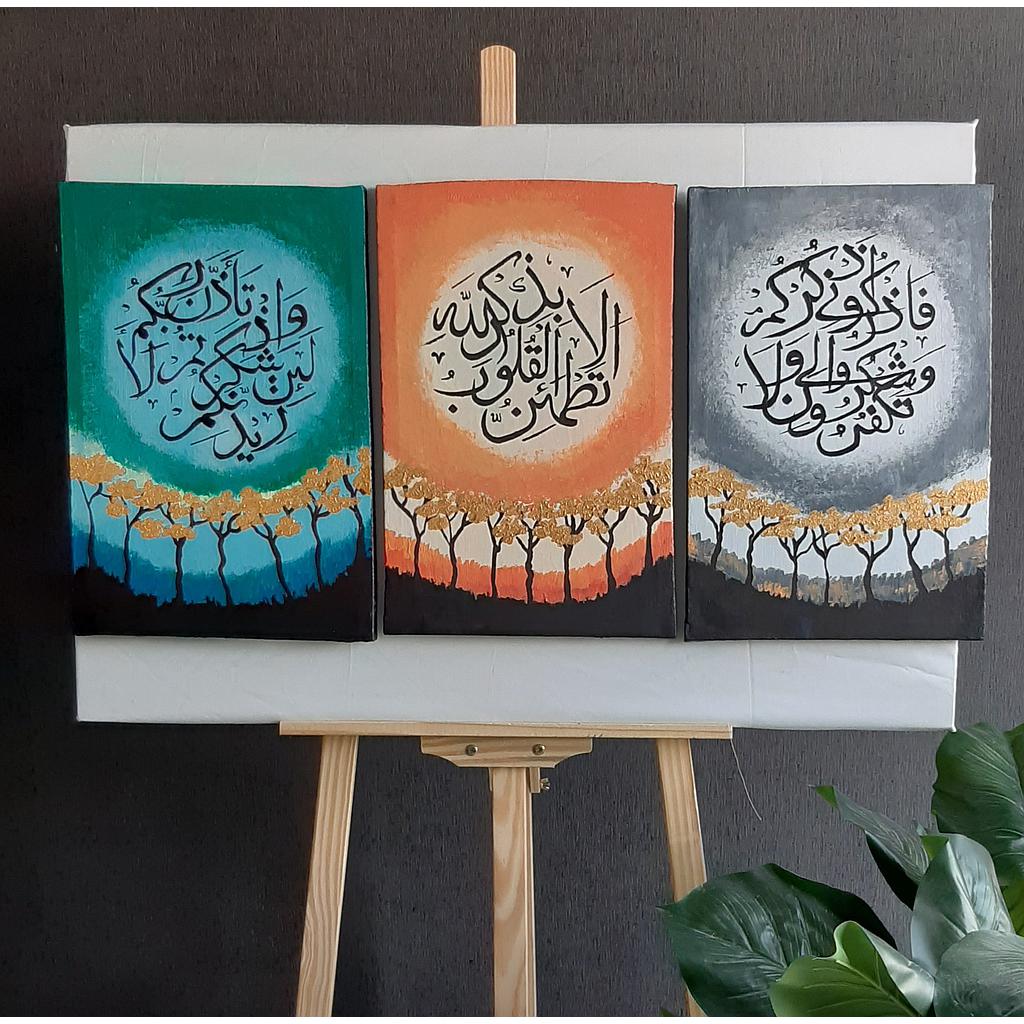 Beautiful calligraphy set of 3 paintings