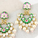 Statement Hand Painted Green Pearl Earring