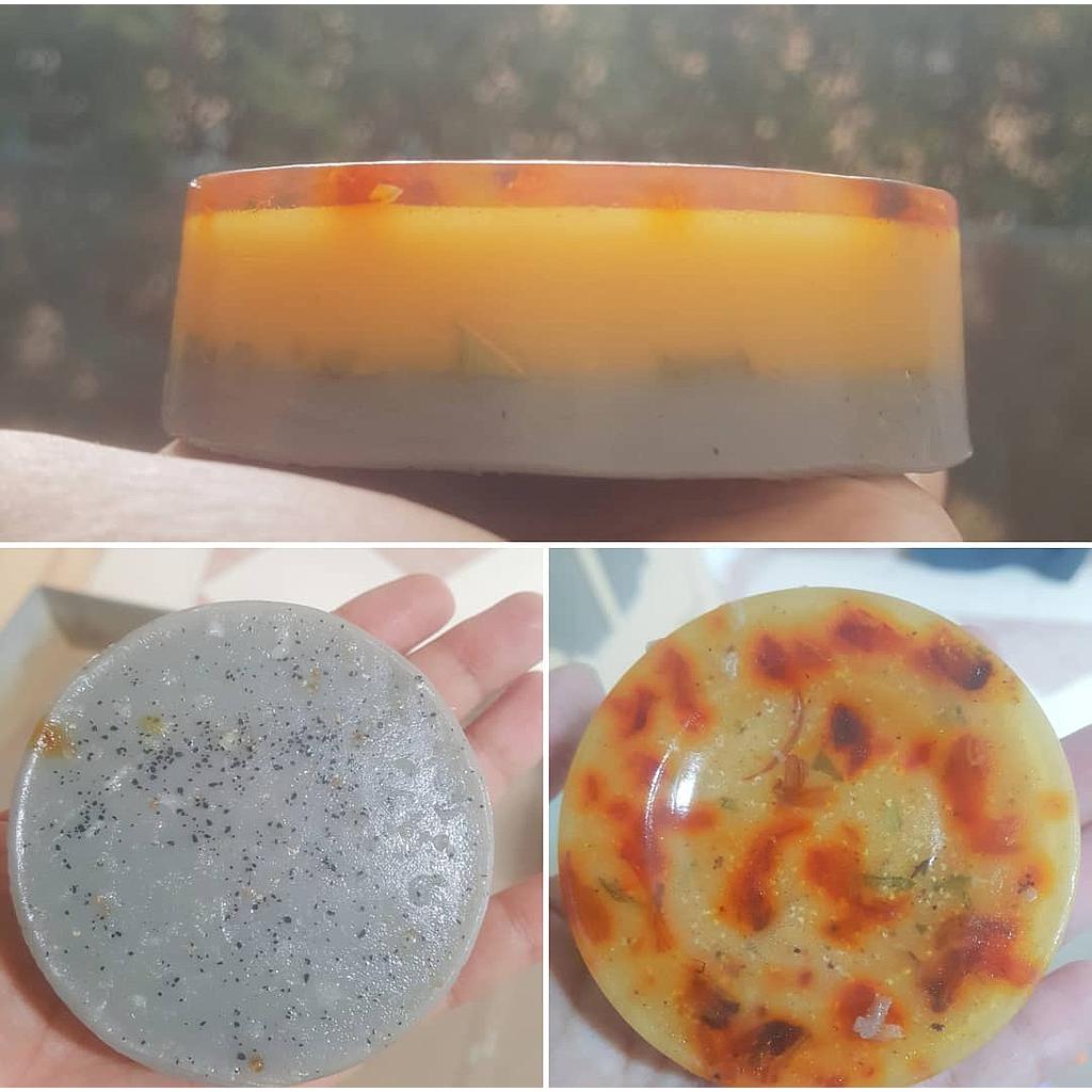 Handmade Orange &amp; Charcoal Twin Organic Soap with Scrub
