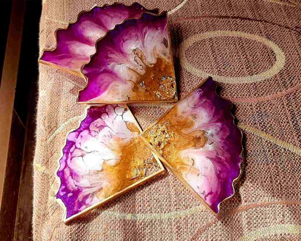 Purple Splash Resin Coasters